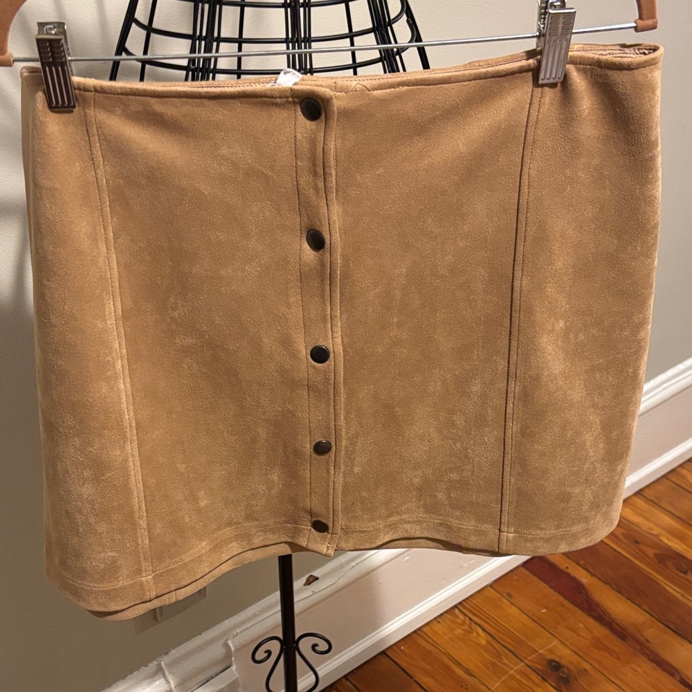 Jack by BB Dakota Camel Button-Up Mini Skirt